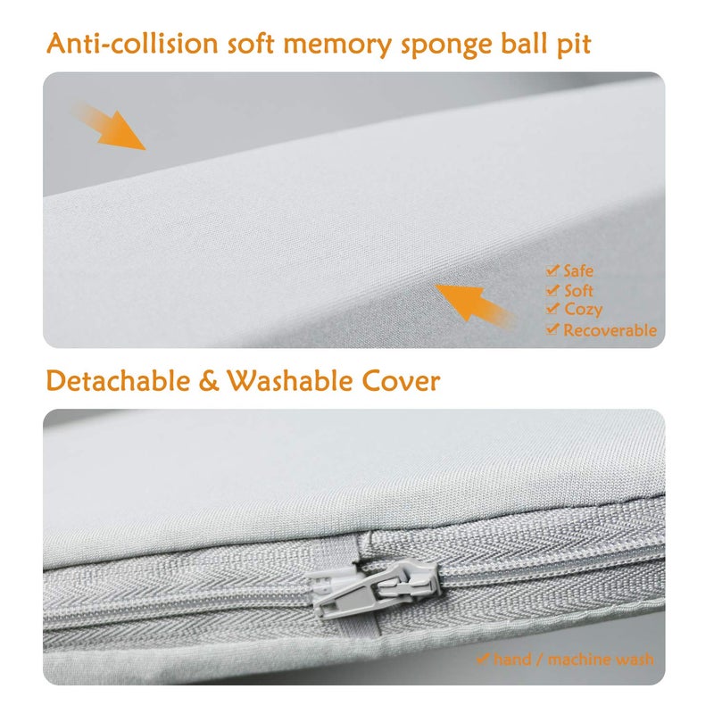 TRENDBOX Ball Pit 35.4x35.4x13.8in Memory Foam Pit Soft Pool Soft Equipment for Toddlers Kids - Light Gray (Balls NOT Included) - Image 4